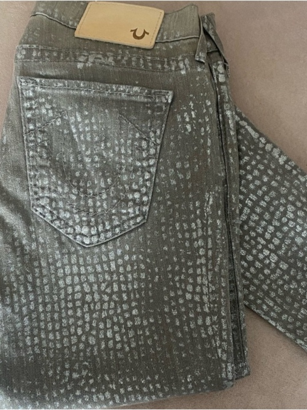 True Religion Metallic Charcoal Skinny Jeans